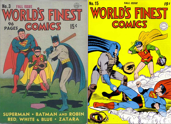 One day when they delivered the books I had requested, several old comic appeared. These two were my favorites. Just the thought of Superman crushing it and flying around the bases - literally - made me smile. But then something about baseball began to bring back memories. 