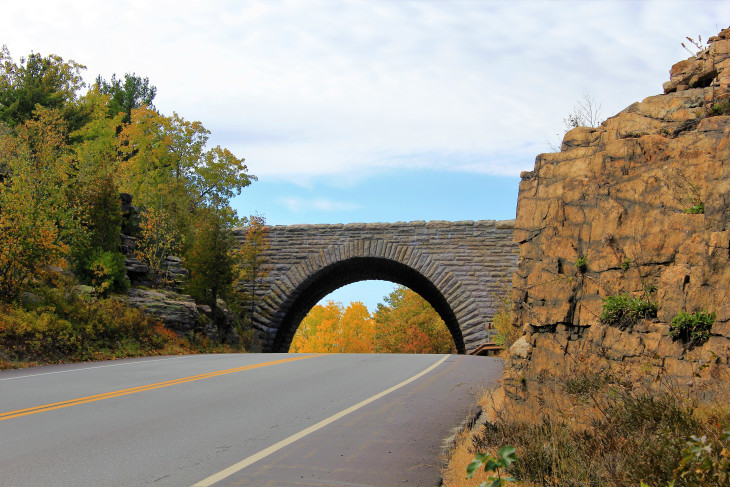 ONE OF ACADIA’S SIGNATURE CARRIAGE ROAD BRIDGES. JOHN D. ROCKEFELLER, JR. BUILT THE 45 MILES OF CRUSHED STONE ROADS BETWEEN 1913 AND 1940. THANKS JOHN.