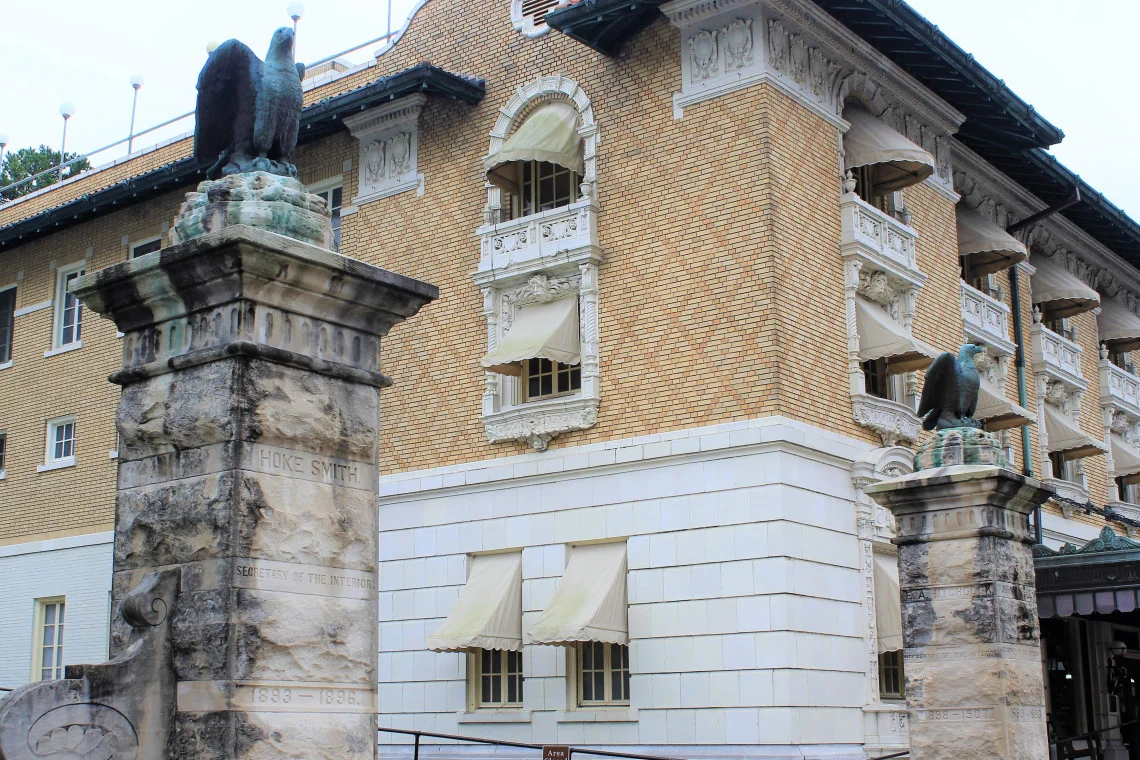 Fordyce bath house, the most ornate of the bath houses. A Renaissance Revival structure, with both Spanish and Italian elements, it now serves as the park’s visitor center.