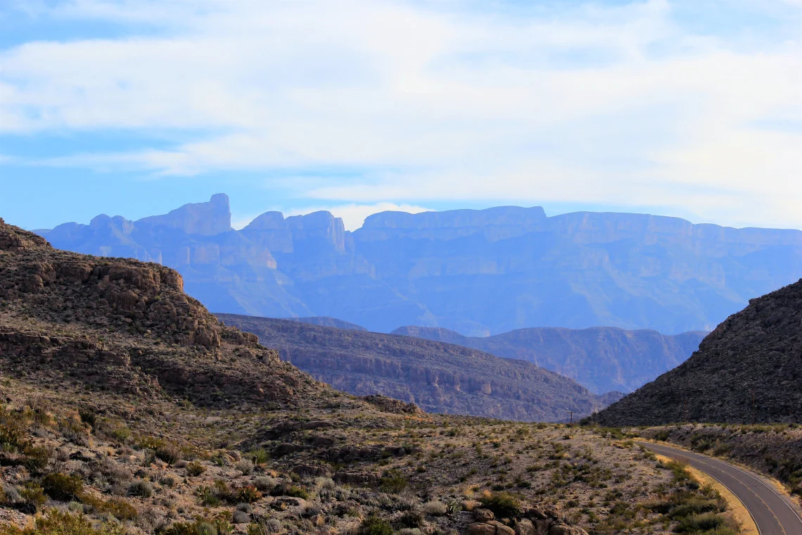 Ross Maxwell Scenic drive – looking at the western side of the Chisos Mountains.