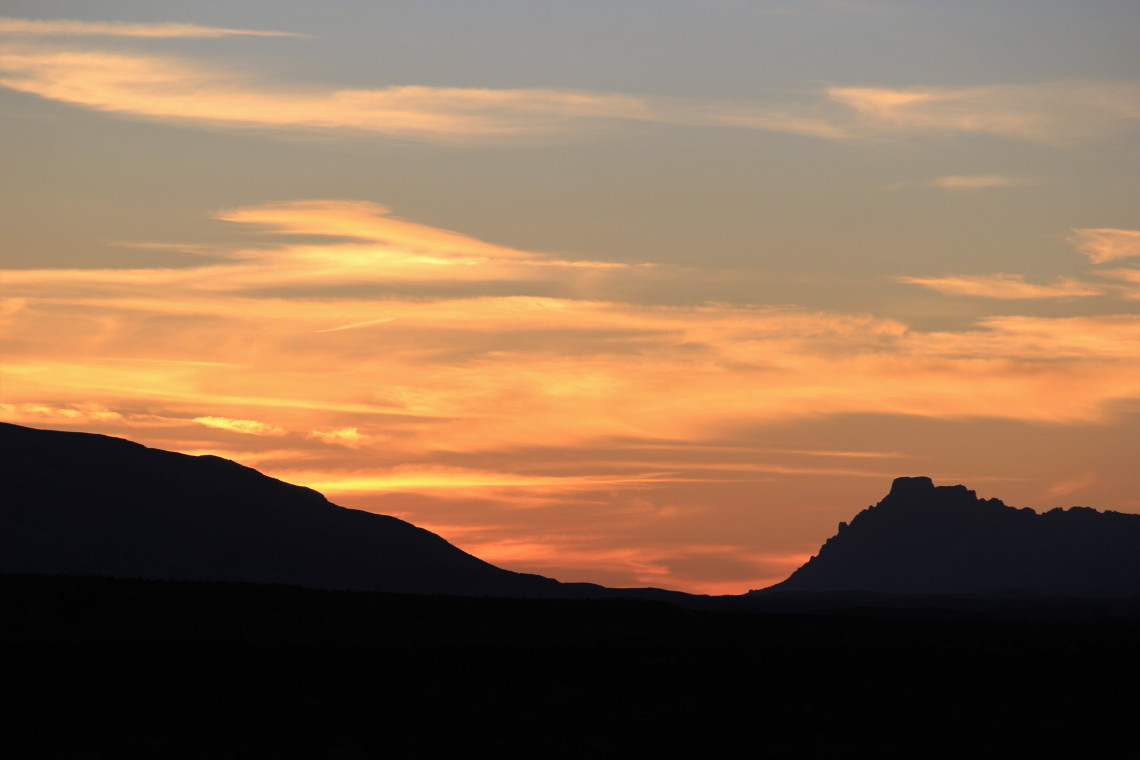 Sunset over a gap in the Chisos.
