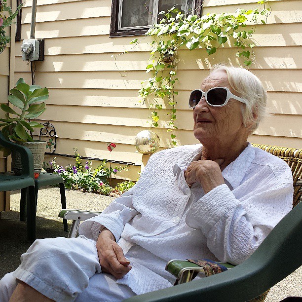 Granny in her element on Aunt Jo Ann's patio in Paw Paw, Michigan. August 3, 2013.