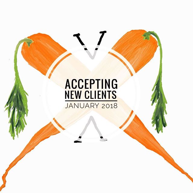My friends, I'm accepting new clients for Nutrition and Wellness Coaching in 2018! If you're looking to make changes to your diet and overall health, the new year is a perfect time to start! Avoid crash diets and over-spending on meal delivery servic