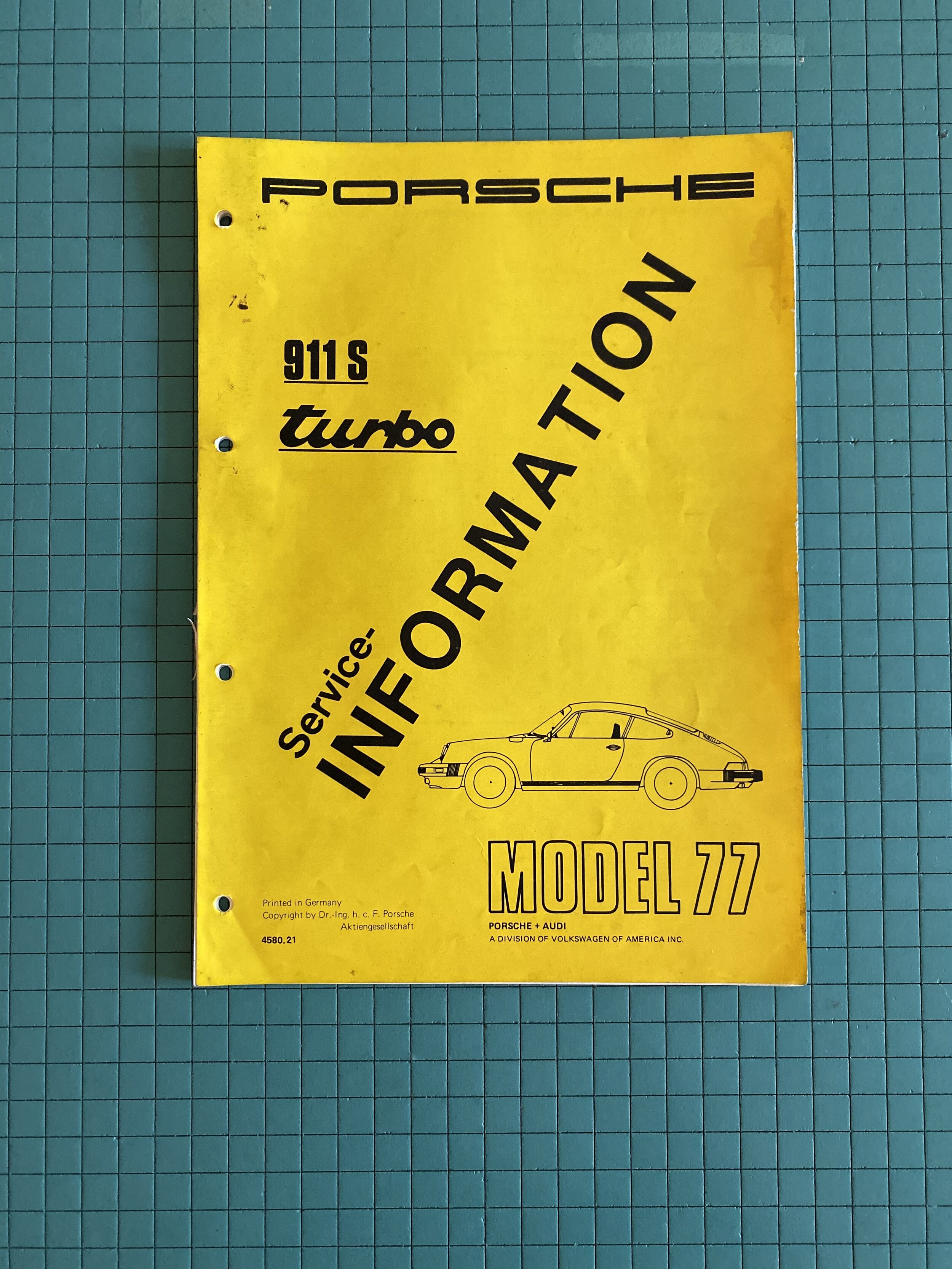Porsche Service Information Booklet - Model 77 (911S and 930 Turbo Carrera)