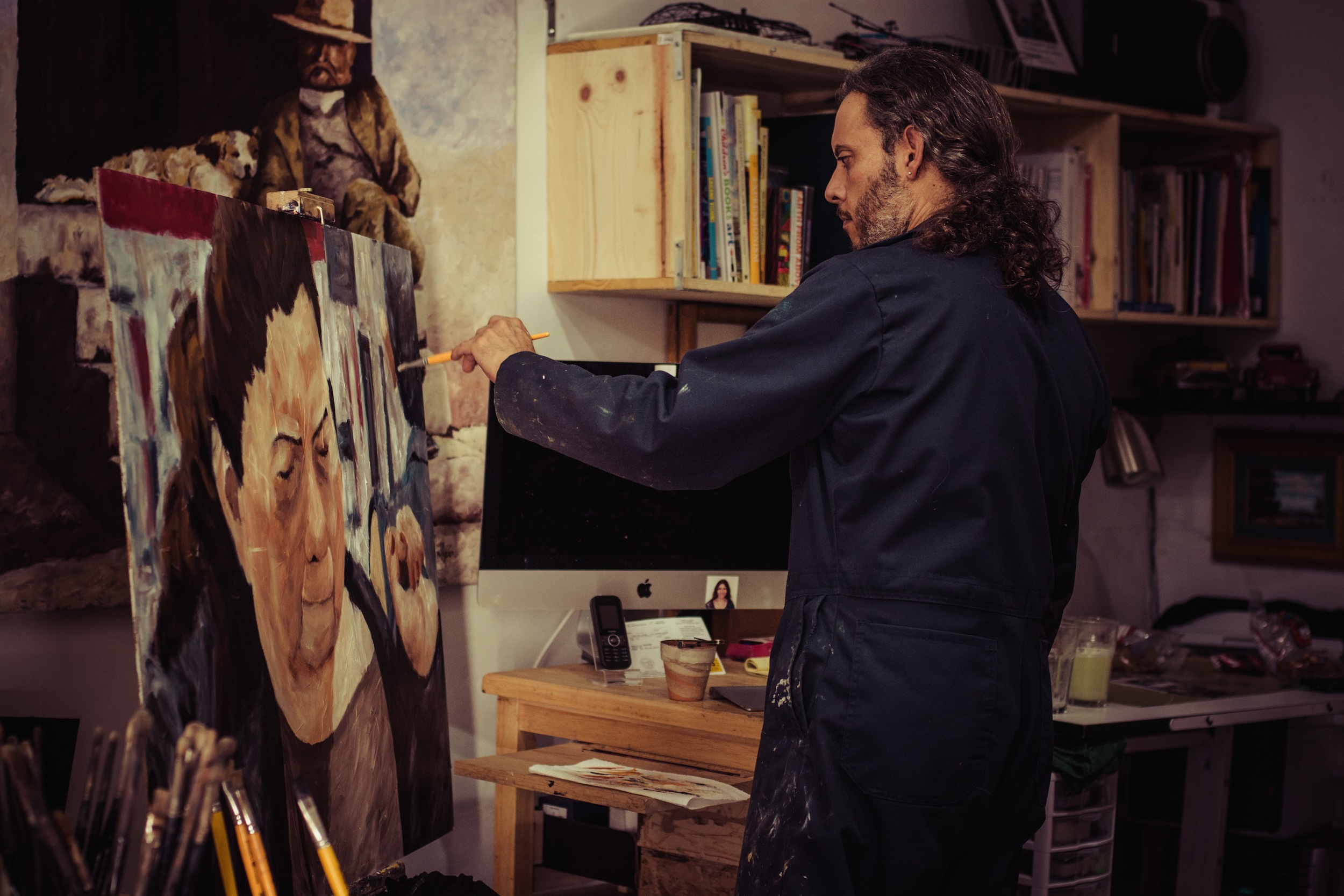 Talavera-Ballón working in his home studio in the Mission District, San Francisco, California. Photograph by Victoria Montero / Izote Studio