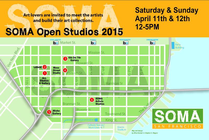 Join us in the South of Market (SOMA) neighborhood April 11th & April 12th to view a multitude of artists in their studios, all within walking distance.
