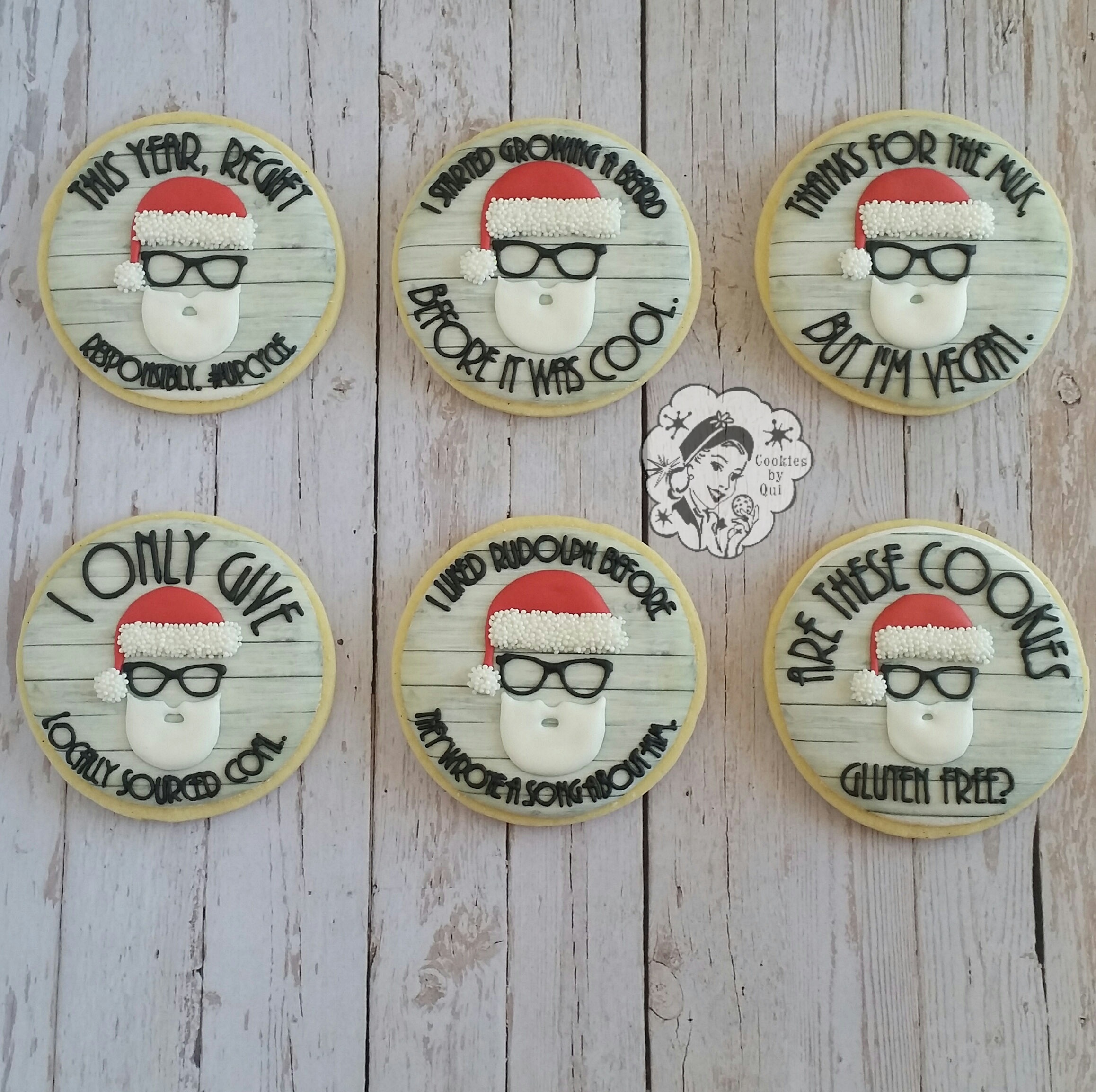 Hipster Santa Christmas Cookies - Cookies by Qui Geelong