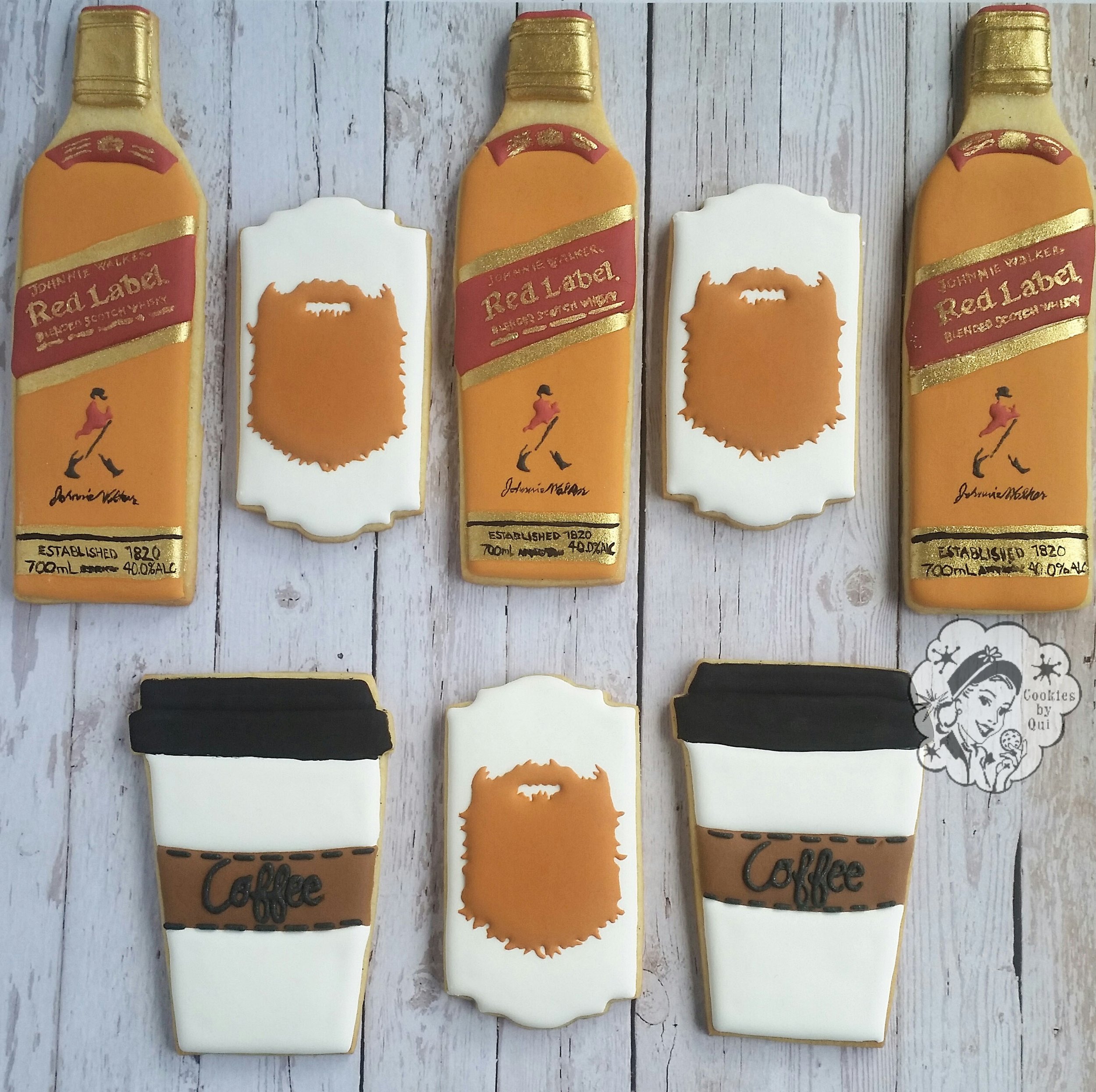 Coffee Whiskey and Beards Father's Day Cookies - Cookies by Qui Geelong
