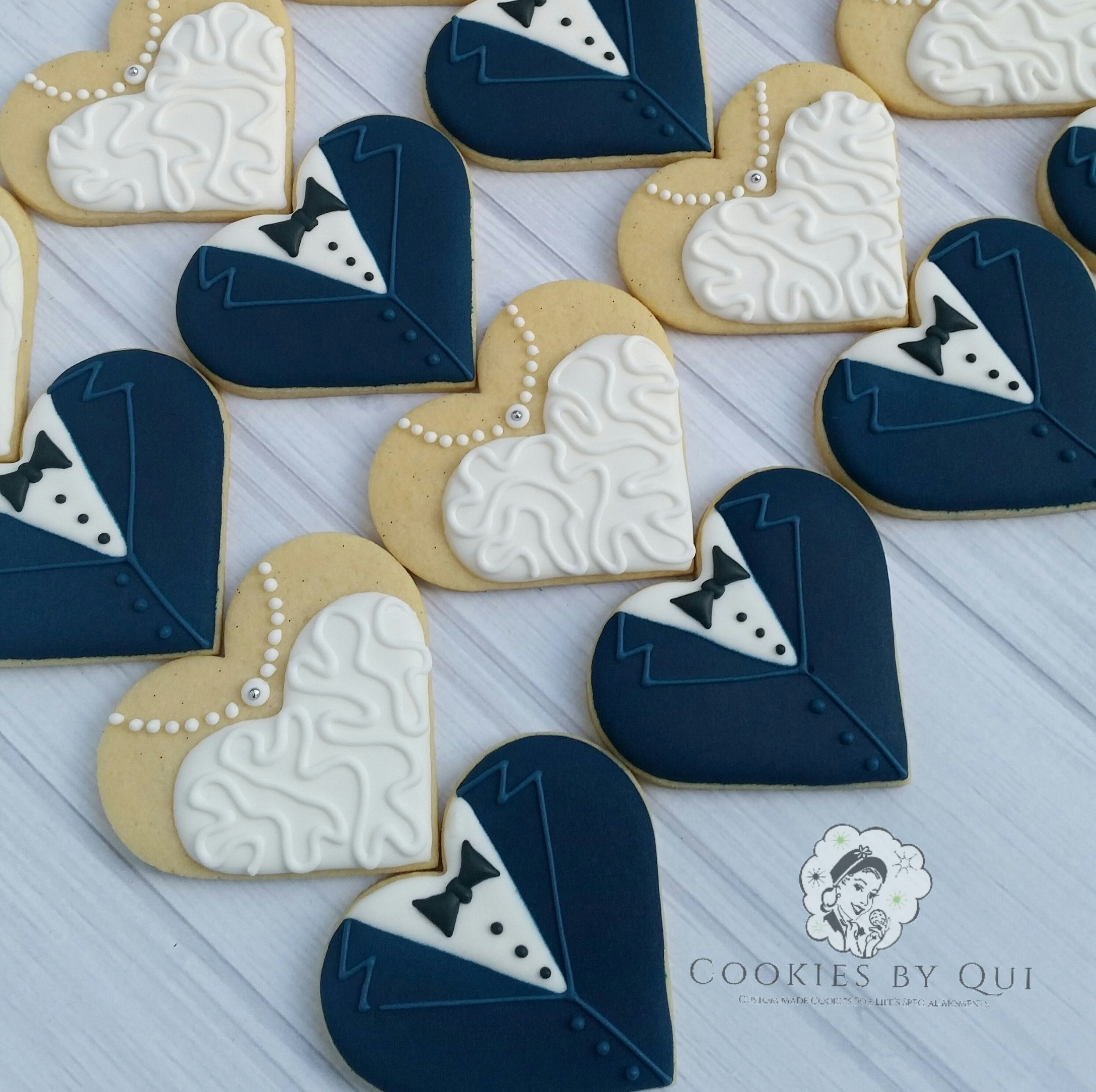Classic Bride and Navy Groom Engagement Wedding Cookies - Cookies by Qui Geelong.jpg