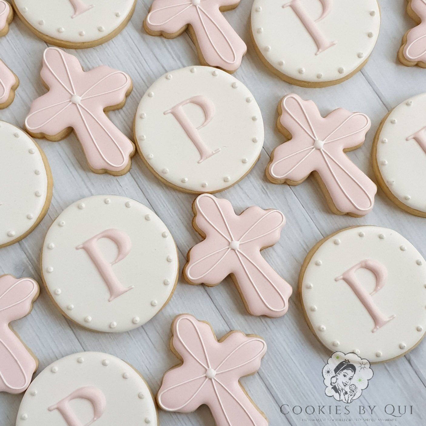 Pale Pink Christening Cookies - Cookies by Qui Geelong.jpg
