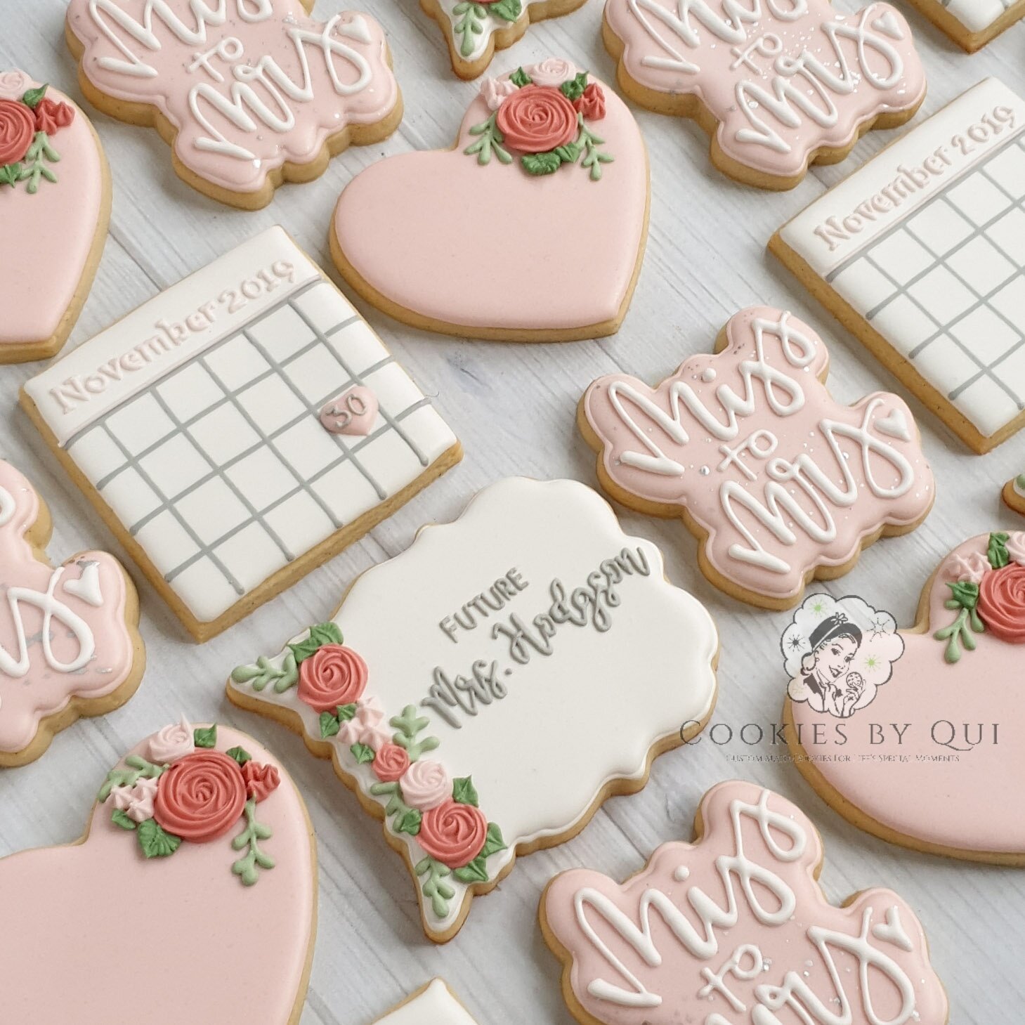 Pink Floral Bridal Shower Cookies - Cookies by Qui Geelong.jpg