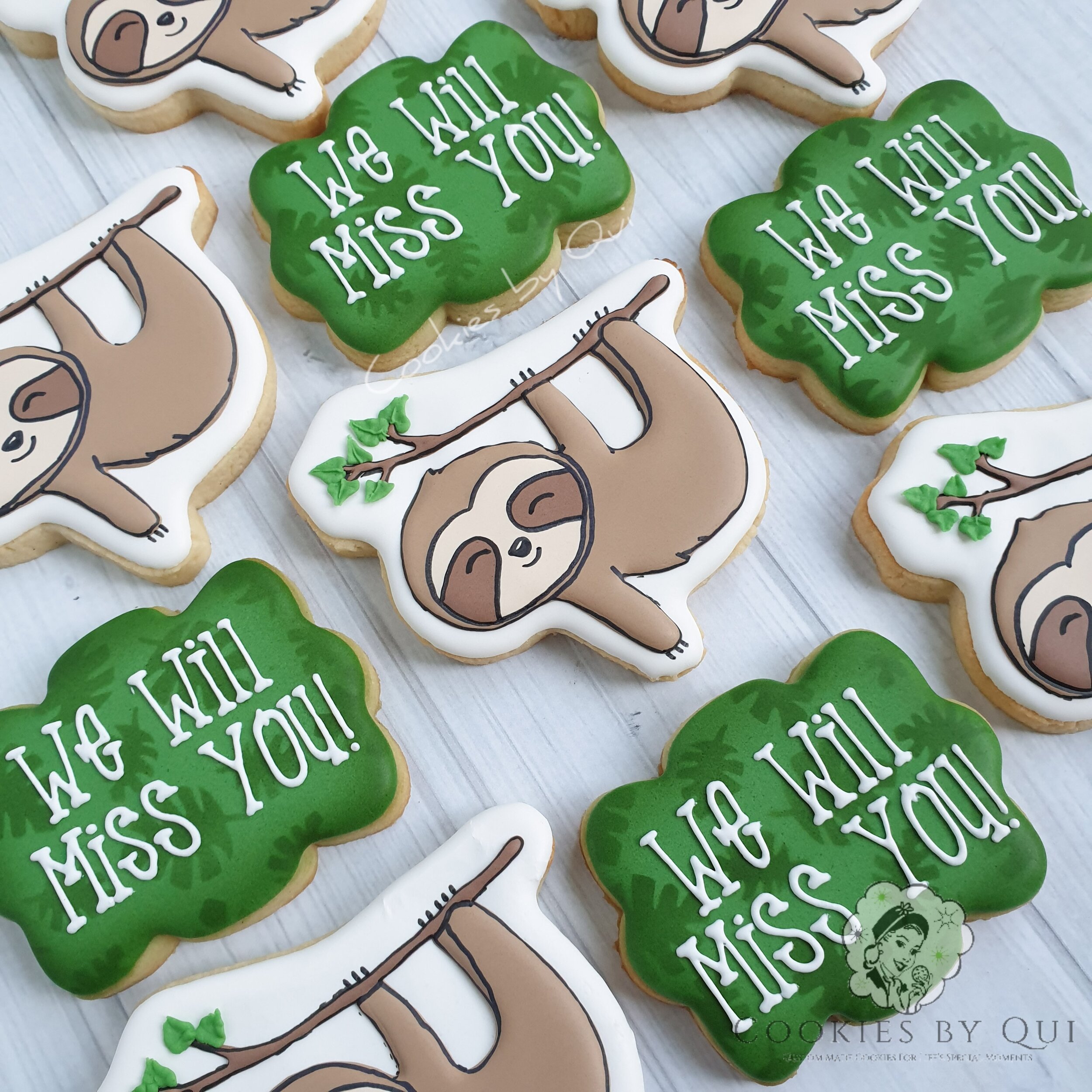 We Will Miss You Sloth Cookies - Cookies by Qui Geelong.jpg
