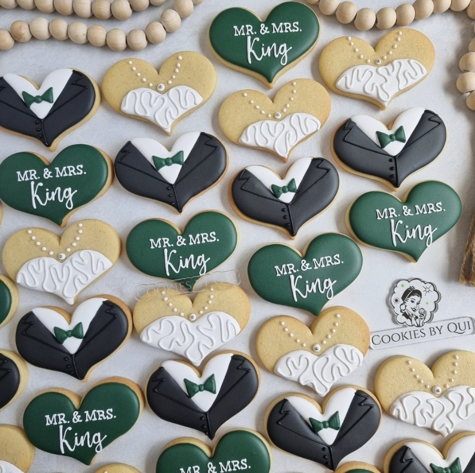 Mr & Mrs King Emerald Green Wedding Cookies - Cookies by Qui Geelong.jpg