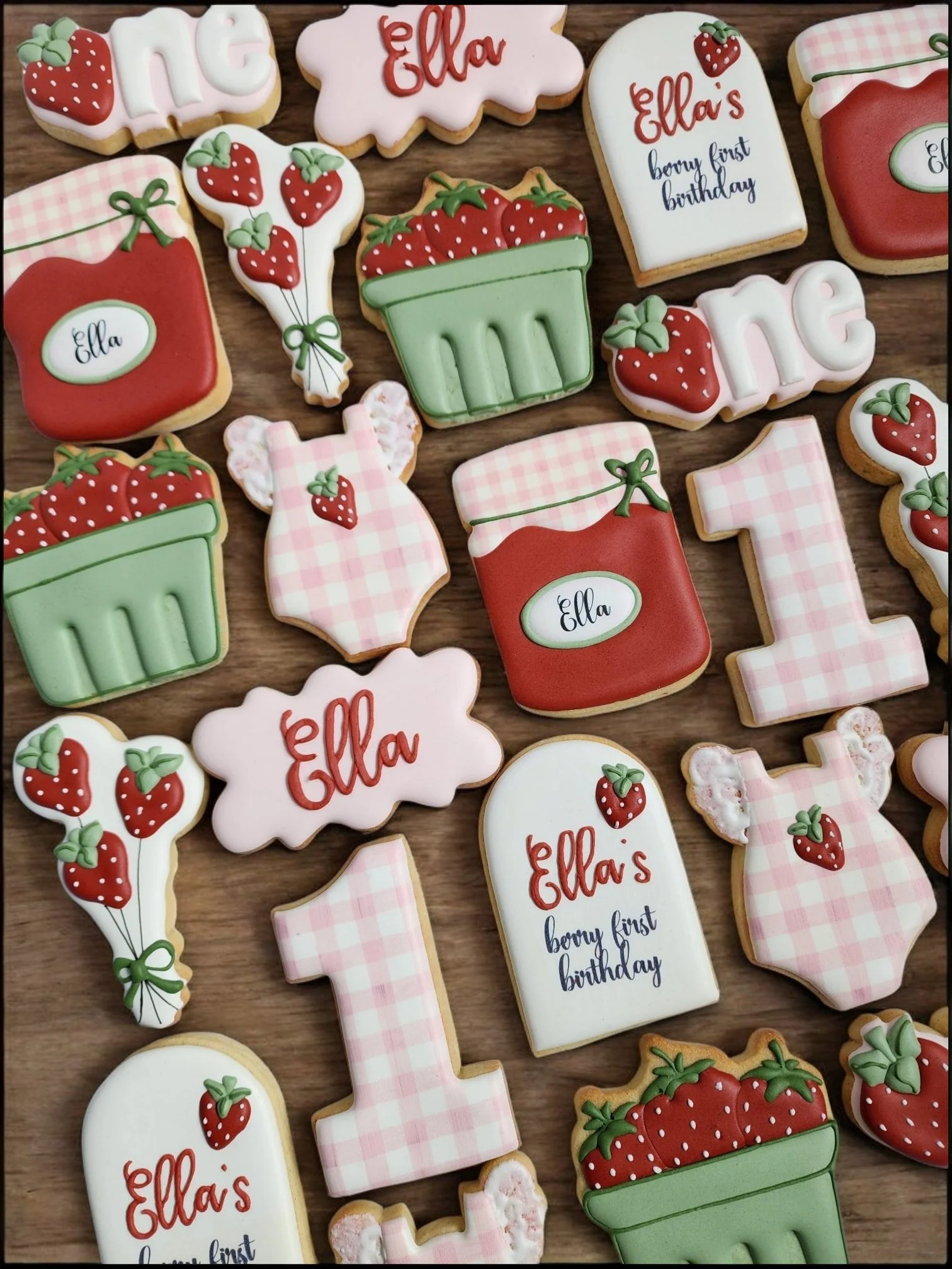 Berry First Birthday Strawberry Cookies