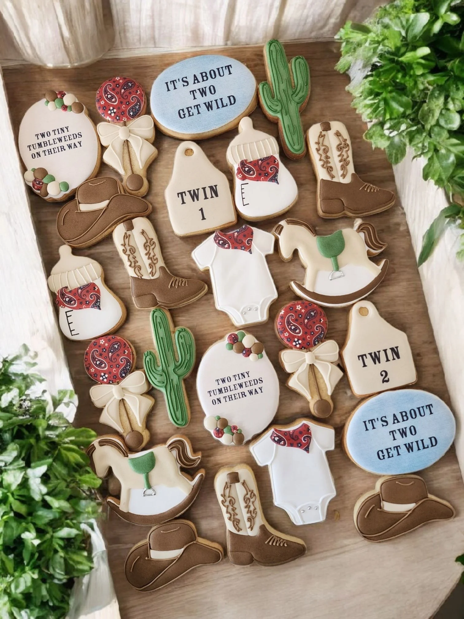 Twin Cowboy Cowgirl Baby Shower Cookies