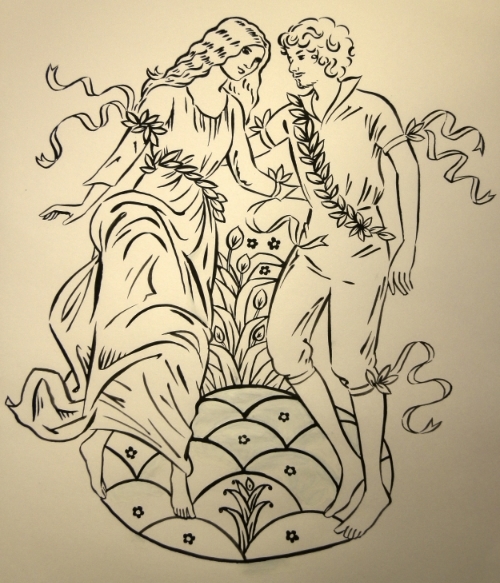 Folk dancing couple