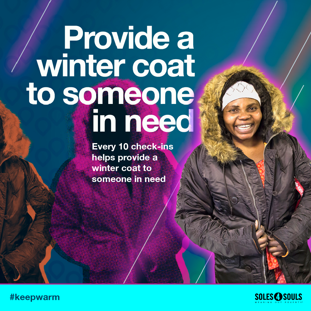 This January, every 10 check-ins at Steamtown Hot Yoga will help provide a winter coat to someone in need. We’re working with Causely and Soles4Souls to make it happen. You can add #keepwarm when you check in to promote the cause. For more information about this month’s charity, check out www.soles4souls.org