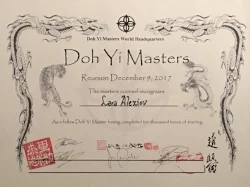 Certificate recognizing Lara Alexiou's 10,000 Hours of Taoist Qigong and Meditation Practice.