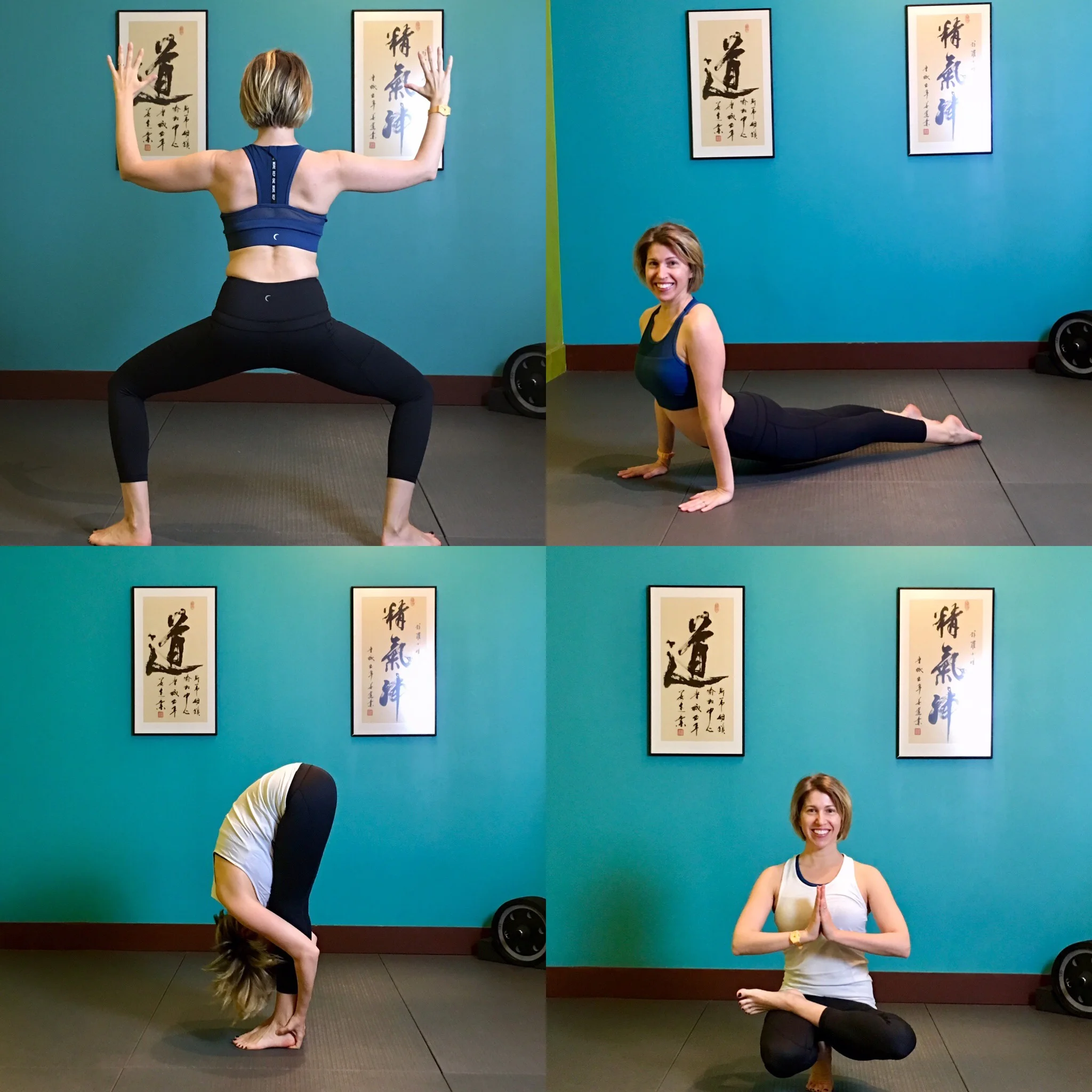 Lara is wearing a Medium All Star Bra, Small Light N Tight Capris, and Small White Copper Charged Tank. These fit true to size.