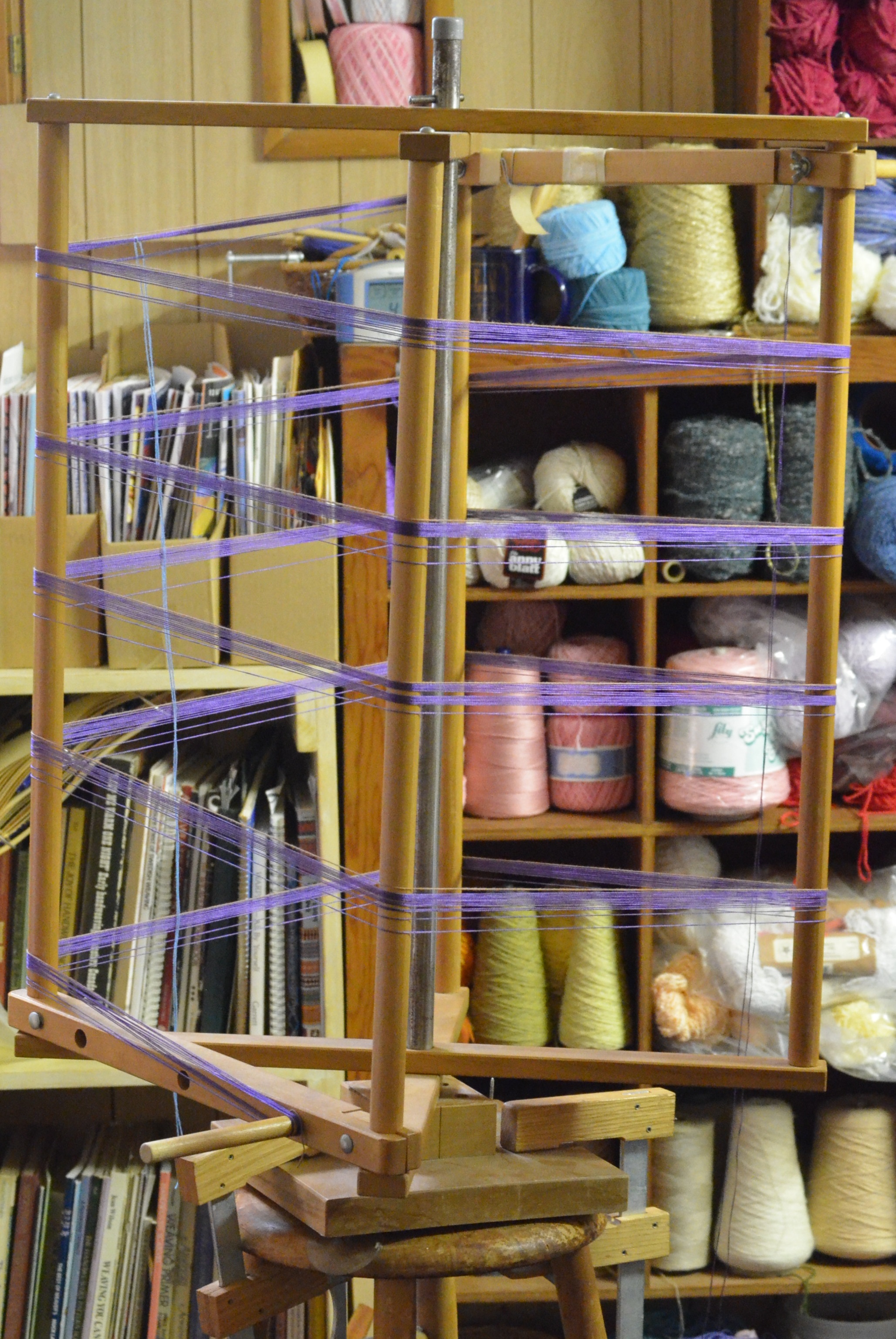 3) Next the warp thread (the thread used to dress the loom) must be measured out.