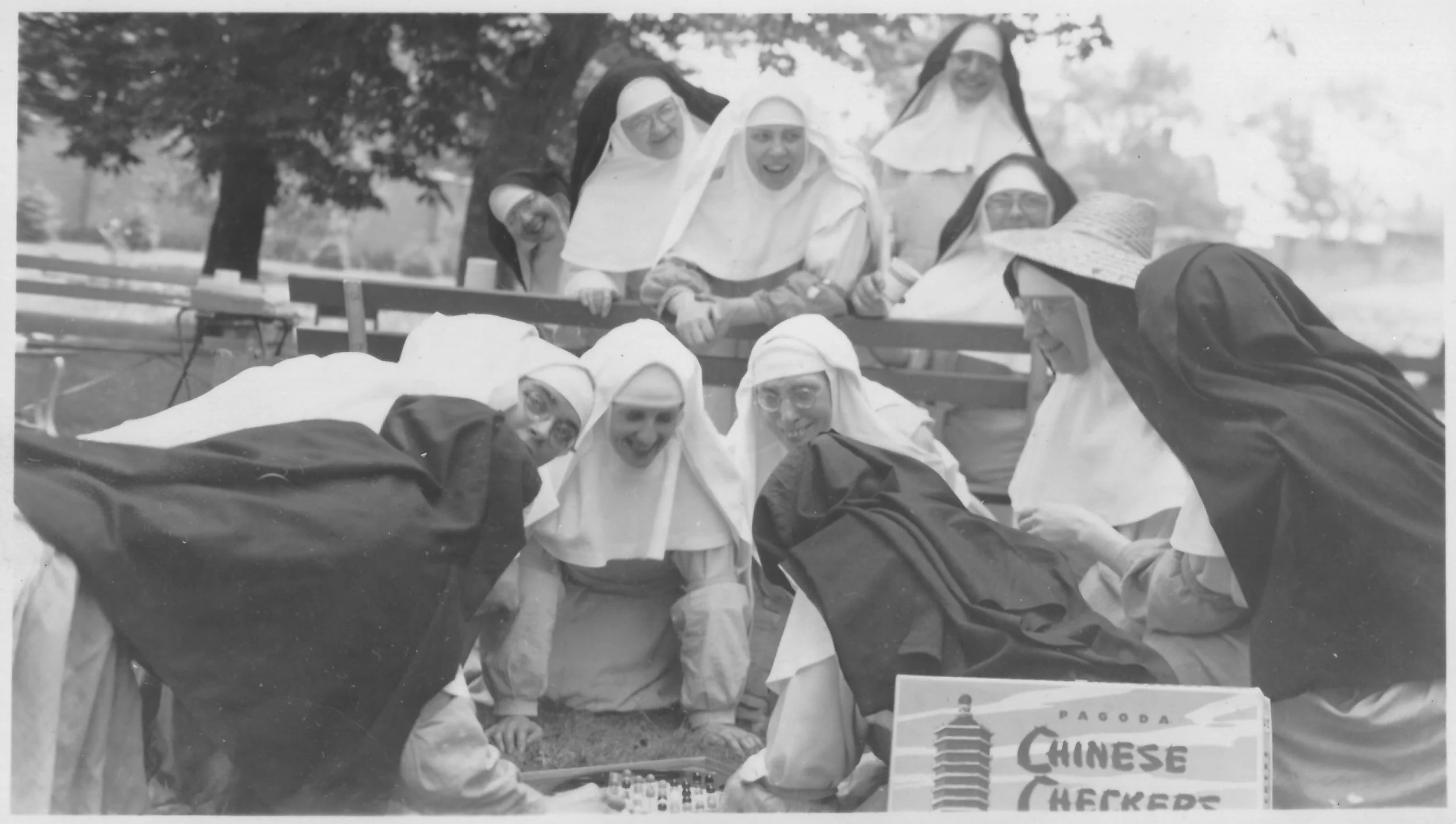 Monastery Picnic. Mother Mary (wearing sun hat) with choir nuns and lay sisters.