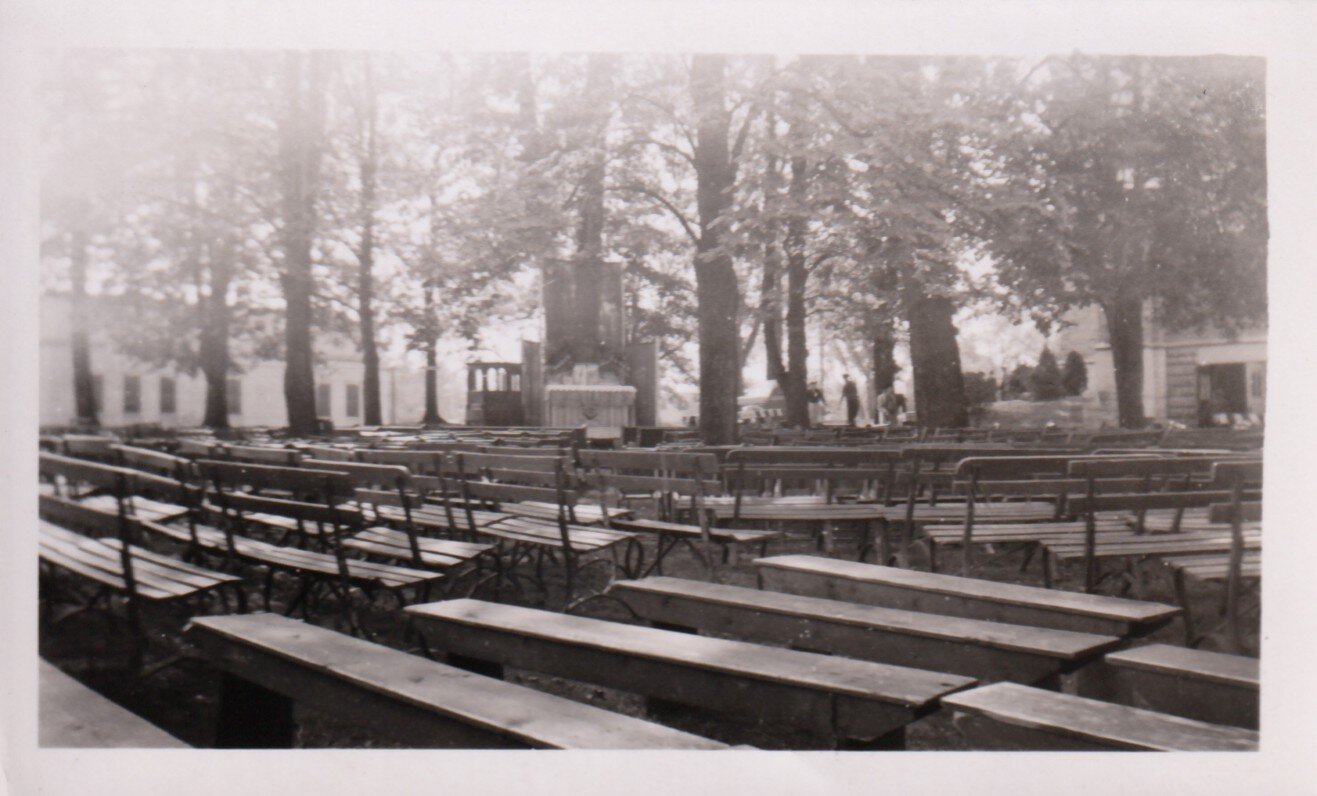 Benches arranged for the pilgrimage