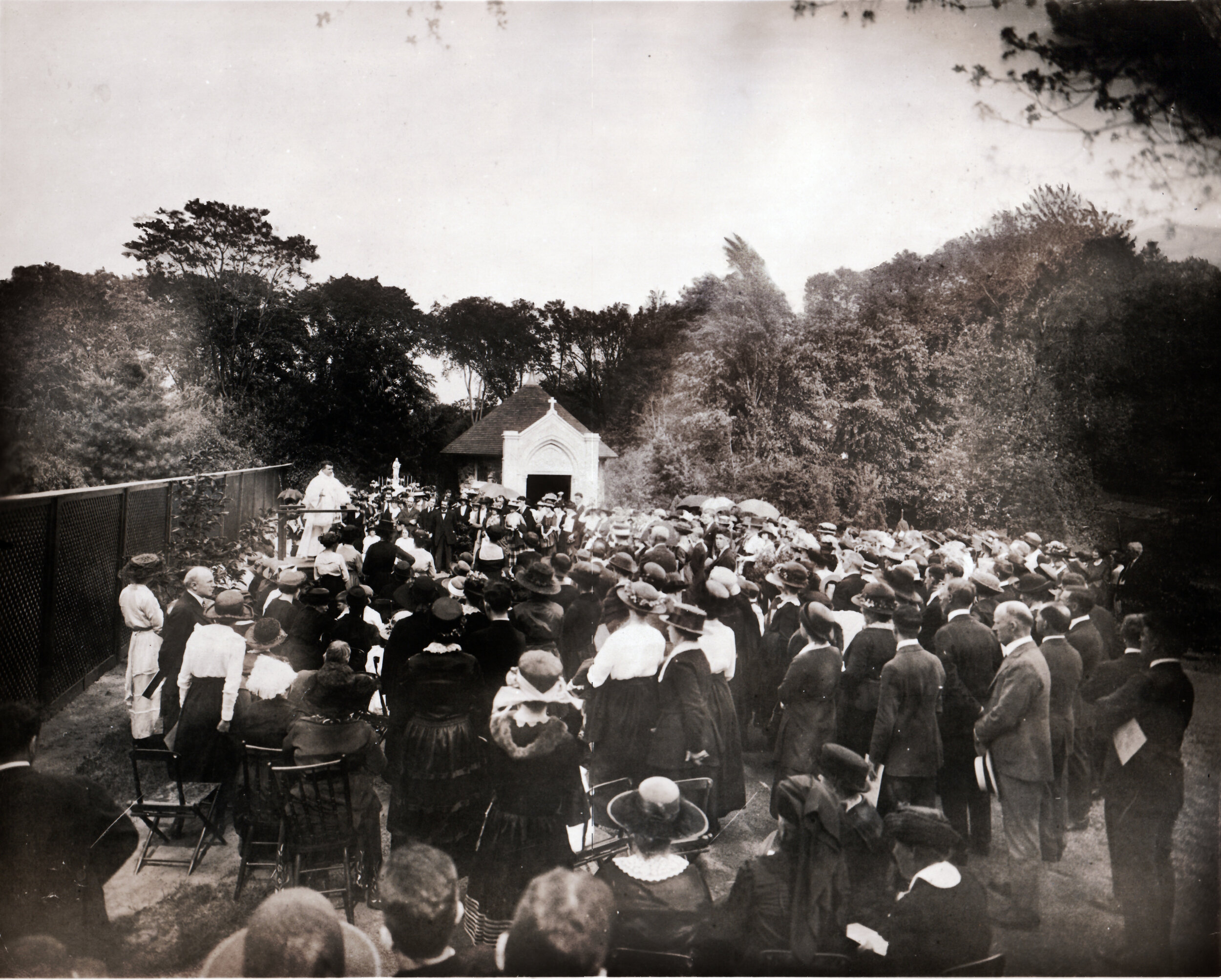 First Public Rosary Pilgrimage held May 22, 1921. The new grotto can be seen in the background.