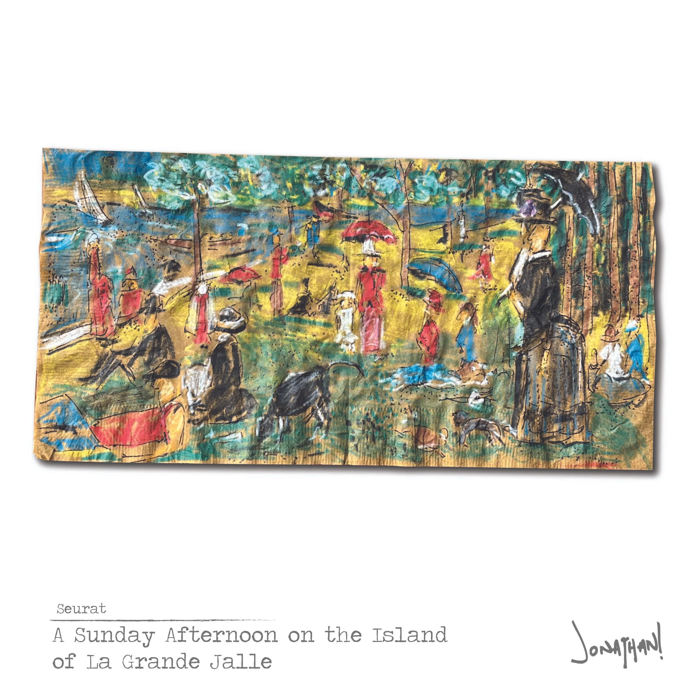 Famous Art on Napkins: Seurat 'A Sunday Afteroon on the Island of La Grande Jallet'