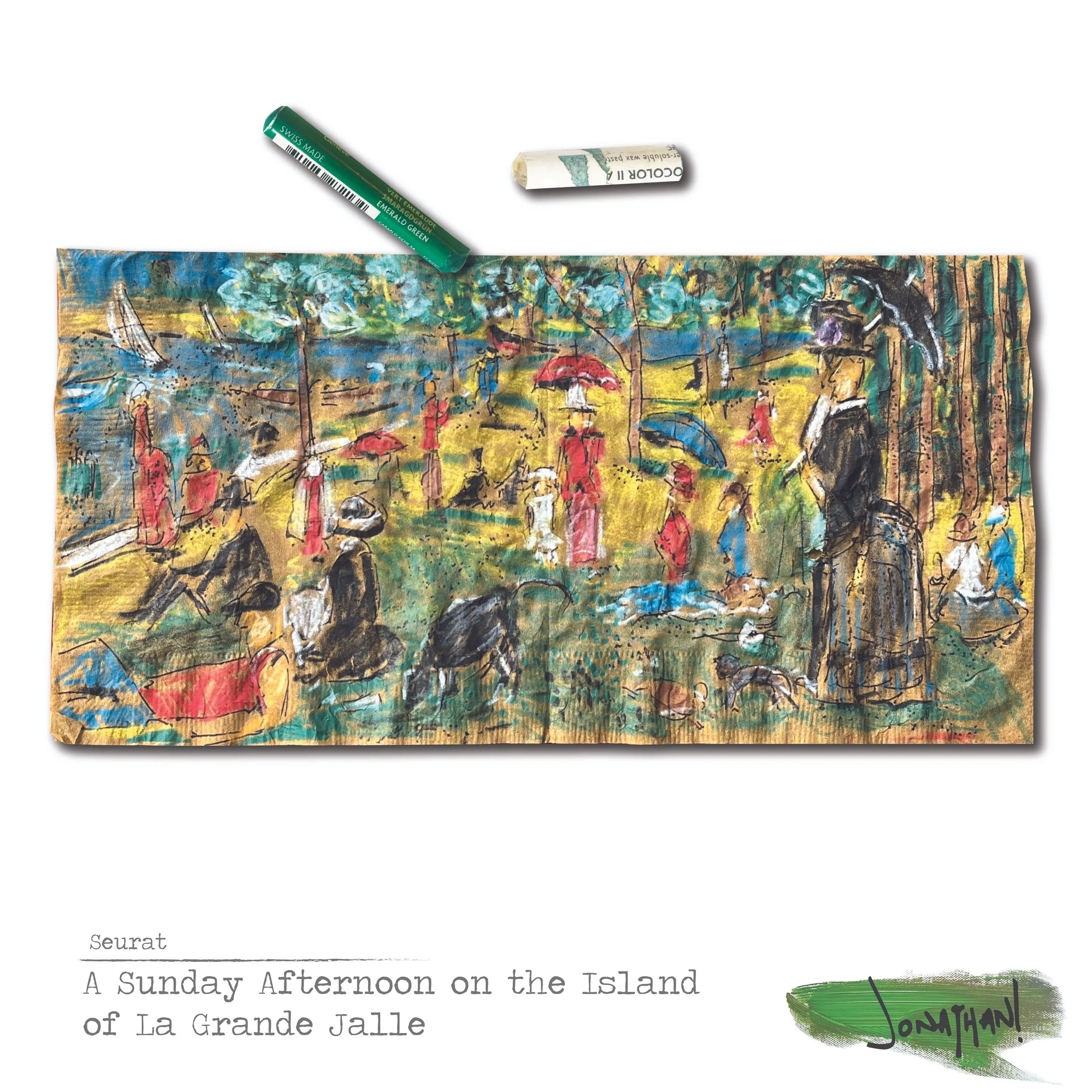 Famous Art on Napkins: Seurat 'A Sunday Afteroon on the Island of La Grande Jallet'