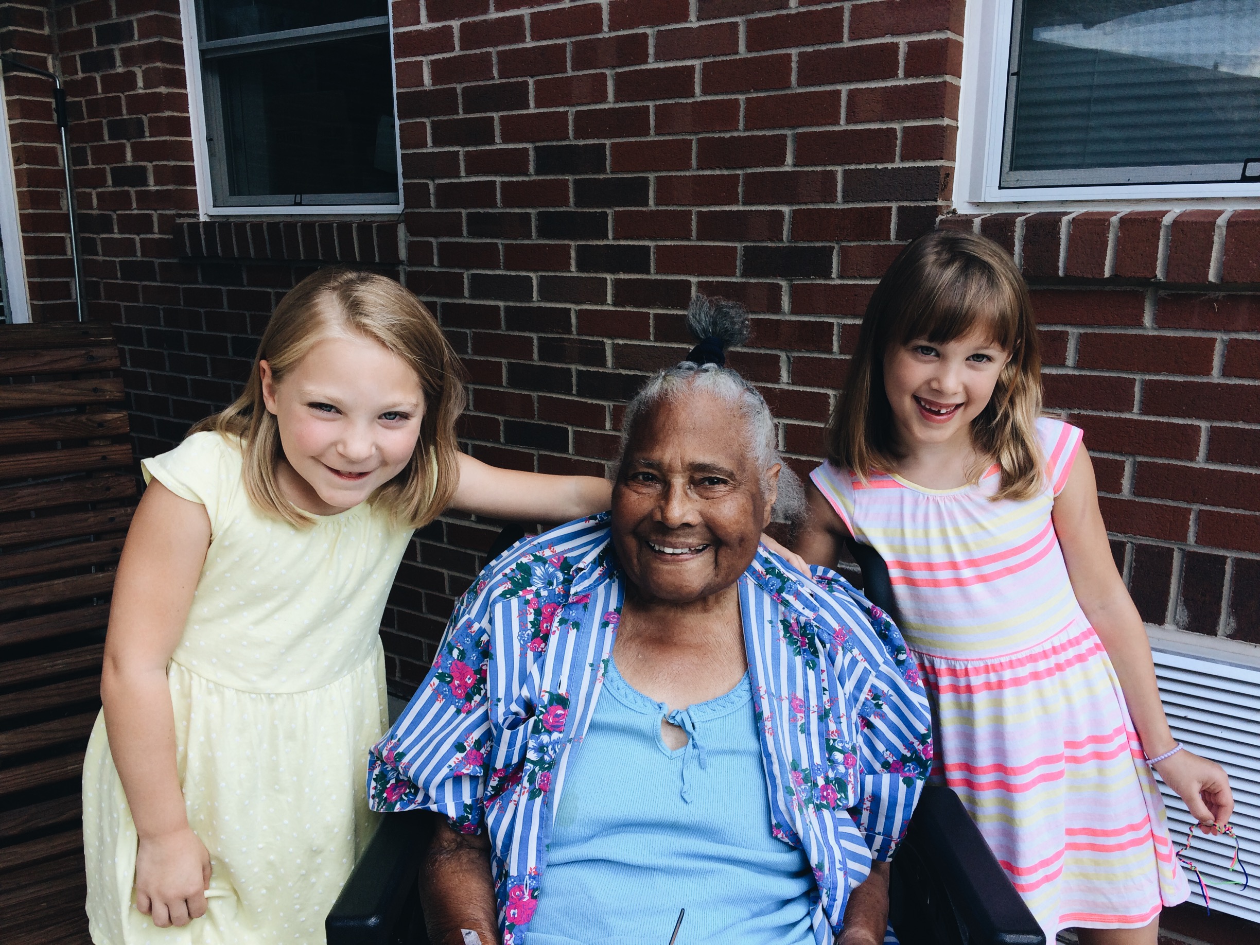 Miss Dot and the daughters of Project Director Sarah Alderman. Olivia (left) and Tessa Alderman. 