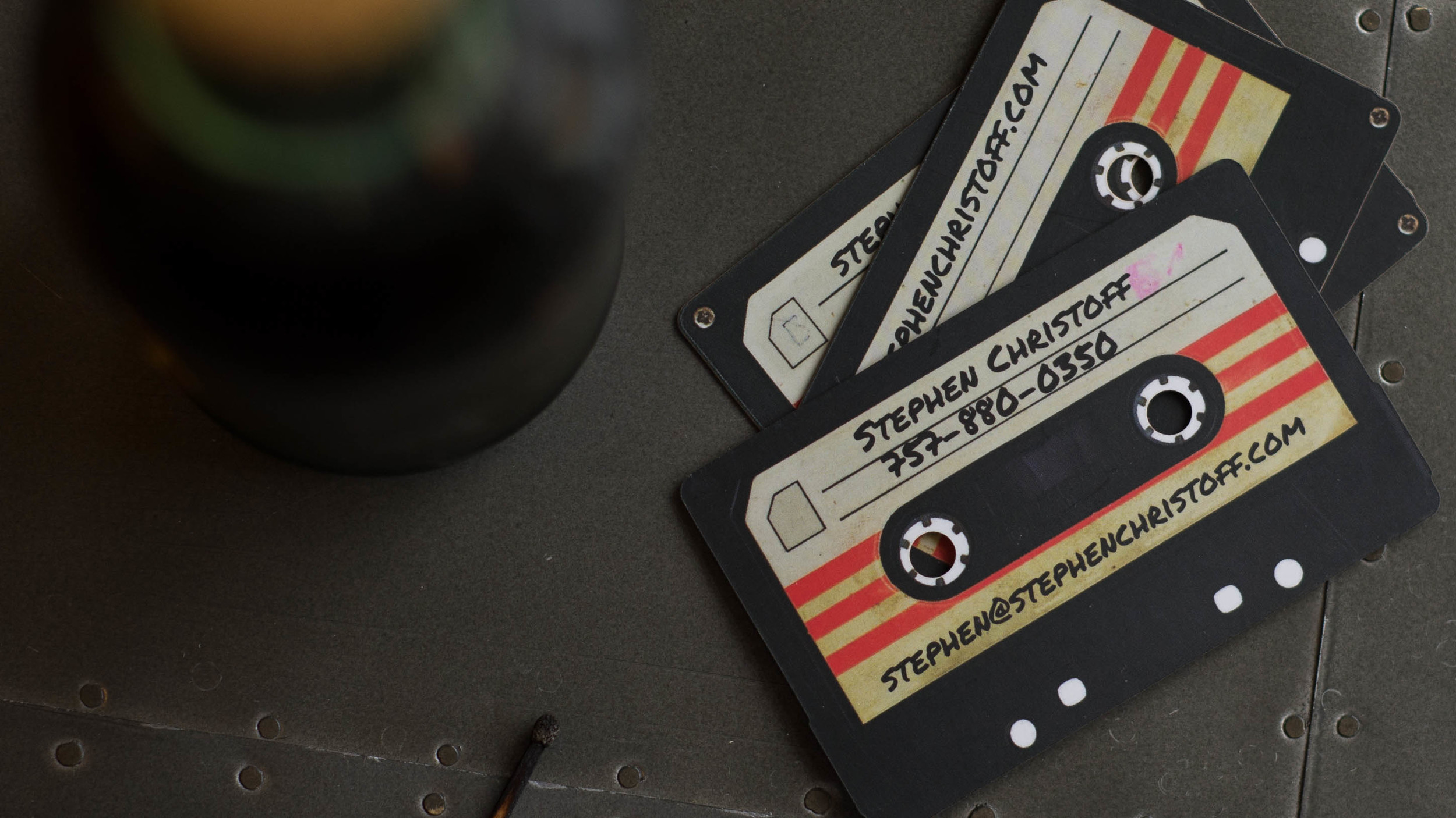 Working with musicians can be so much fun! This is a die cut, double sided, mixed tape business card. It doesn't get hipper than this folks.