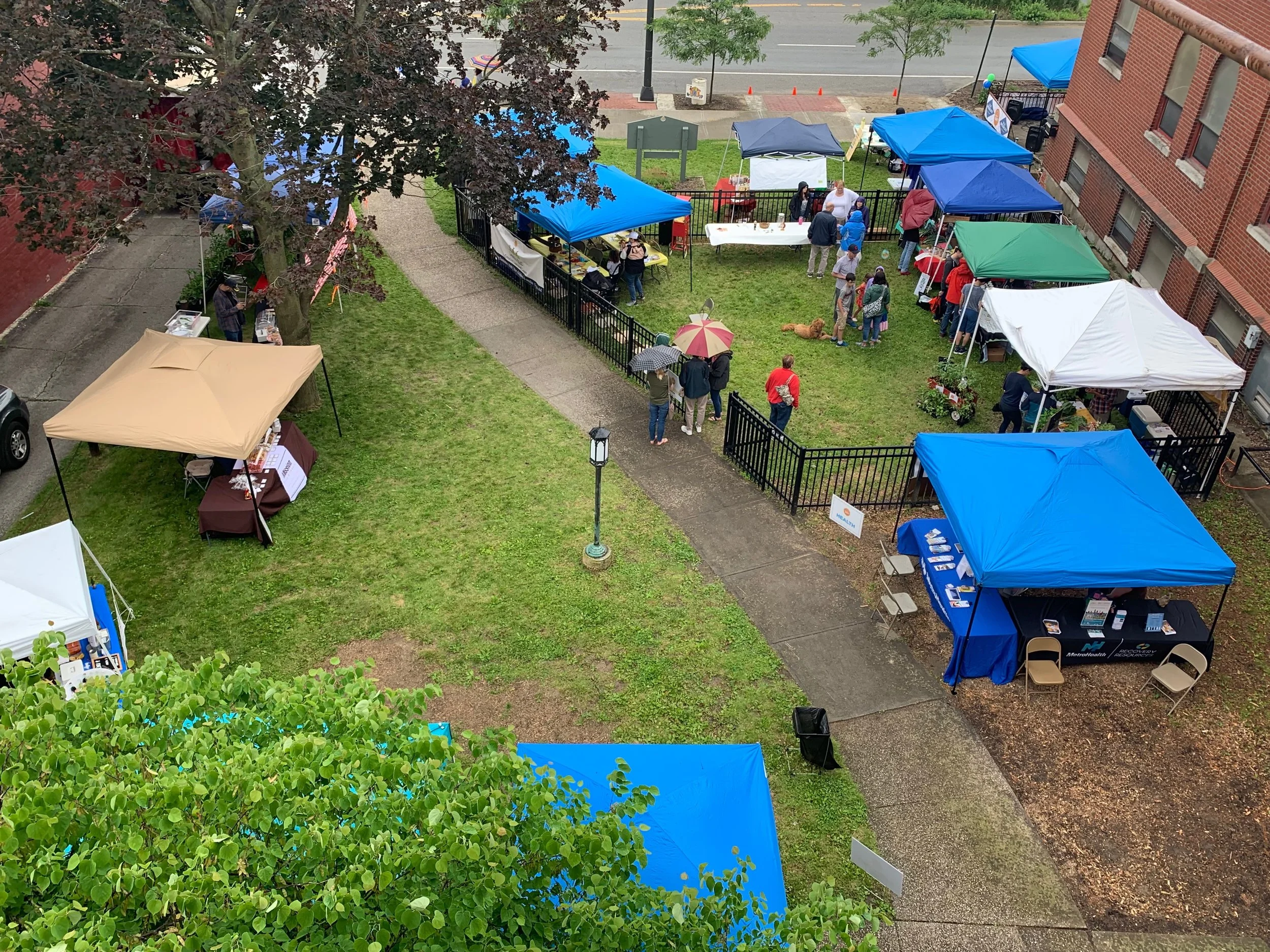View of the site from the roof of Pearl Road United Methodist Church