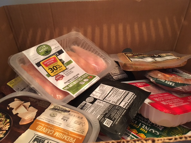  Lots of frozen meats for take home food! 