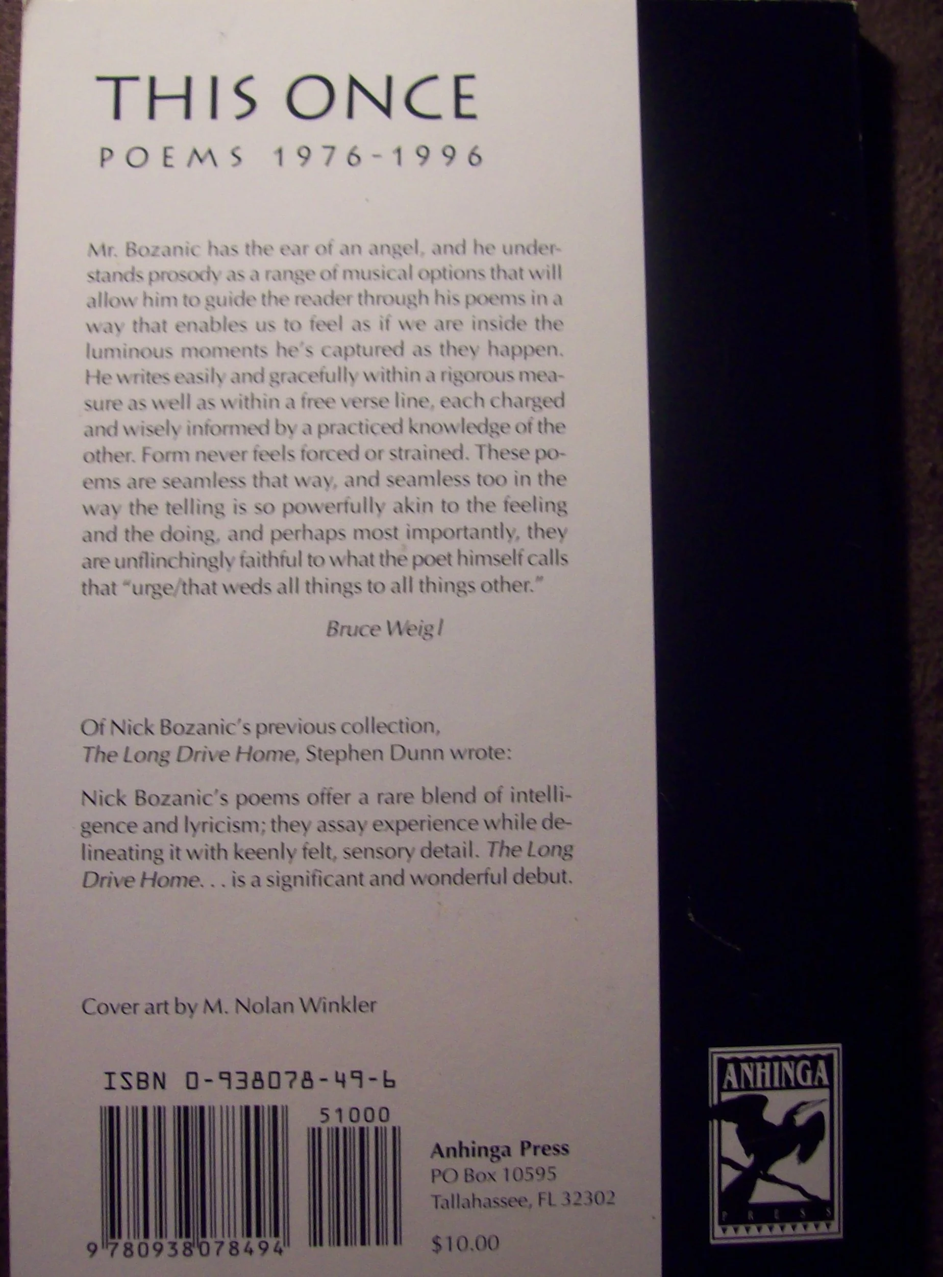 This Once, Poems 1976-1996 by Nick Bozanic