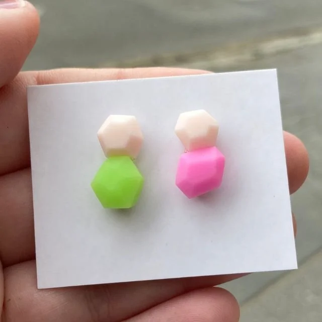 Hand-faceted resin earrings from the From Ducks upcycled jewelry collection