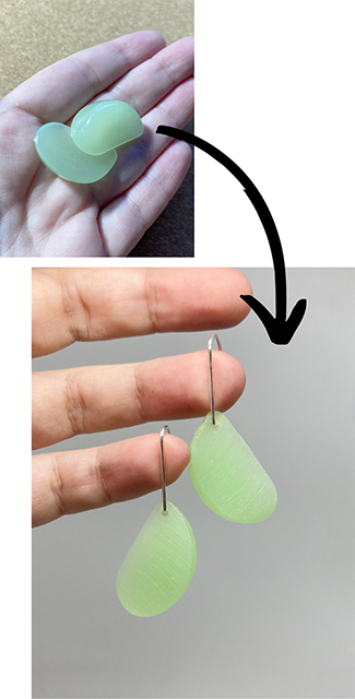 upcycled glow in the dark earrings