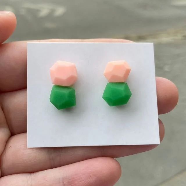 Hand-faceted resin earrings from the From Ducks upcycled jewelry collection