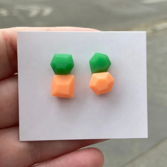 Hand-faceted resin earrings from the From Ducks upcycled jewelry collection