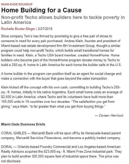 "Home Building for a Cause"- A Housing Article for Florida Trend