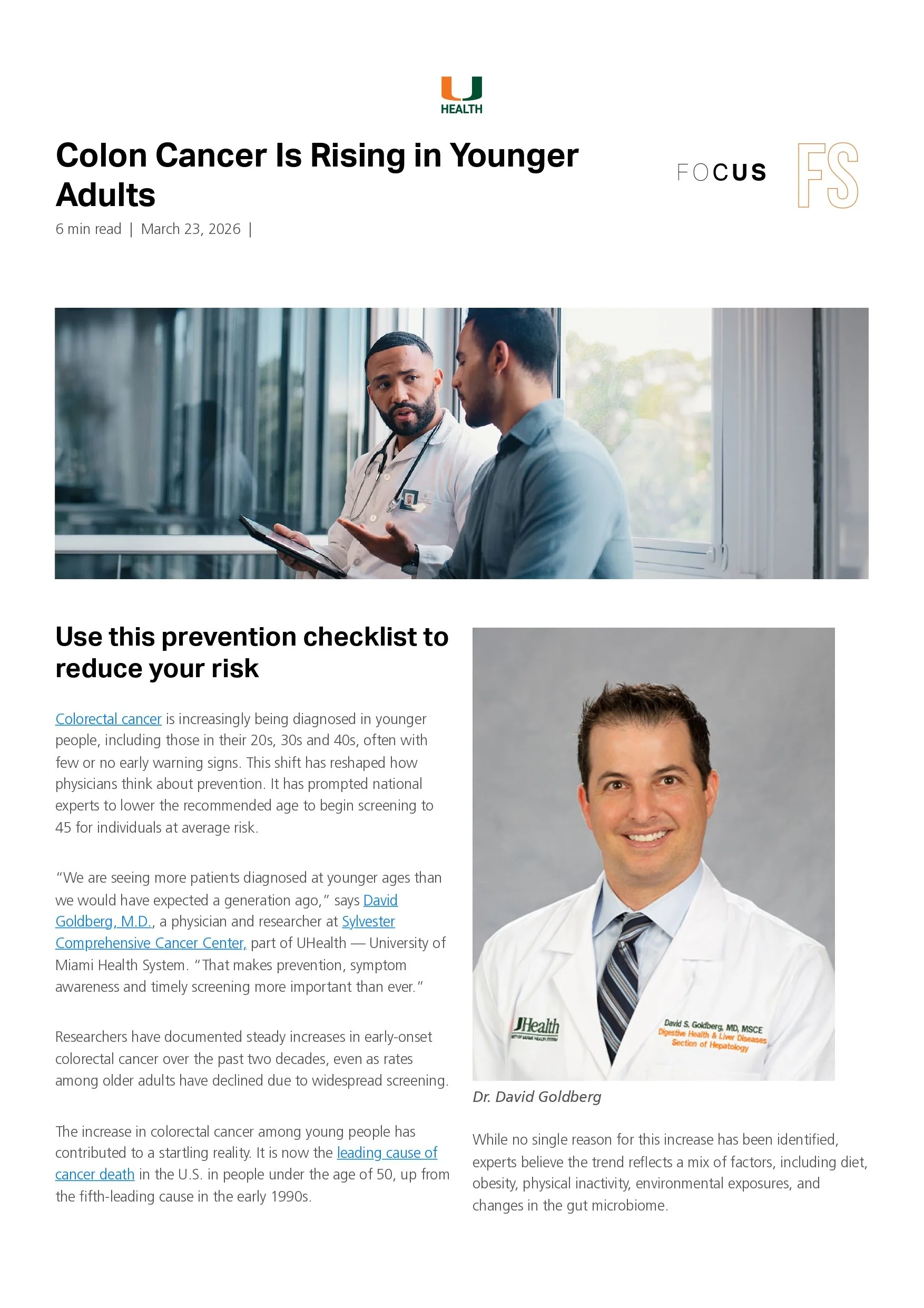 Colon Cancer Is Rising in Younger Adults — Use This Prevention Checklist to Reduce Your Risk 