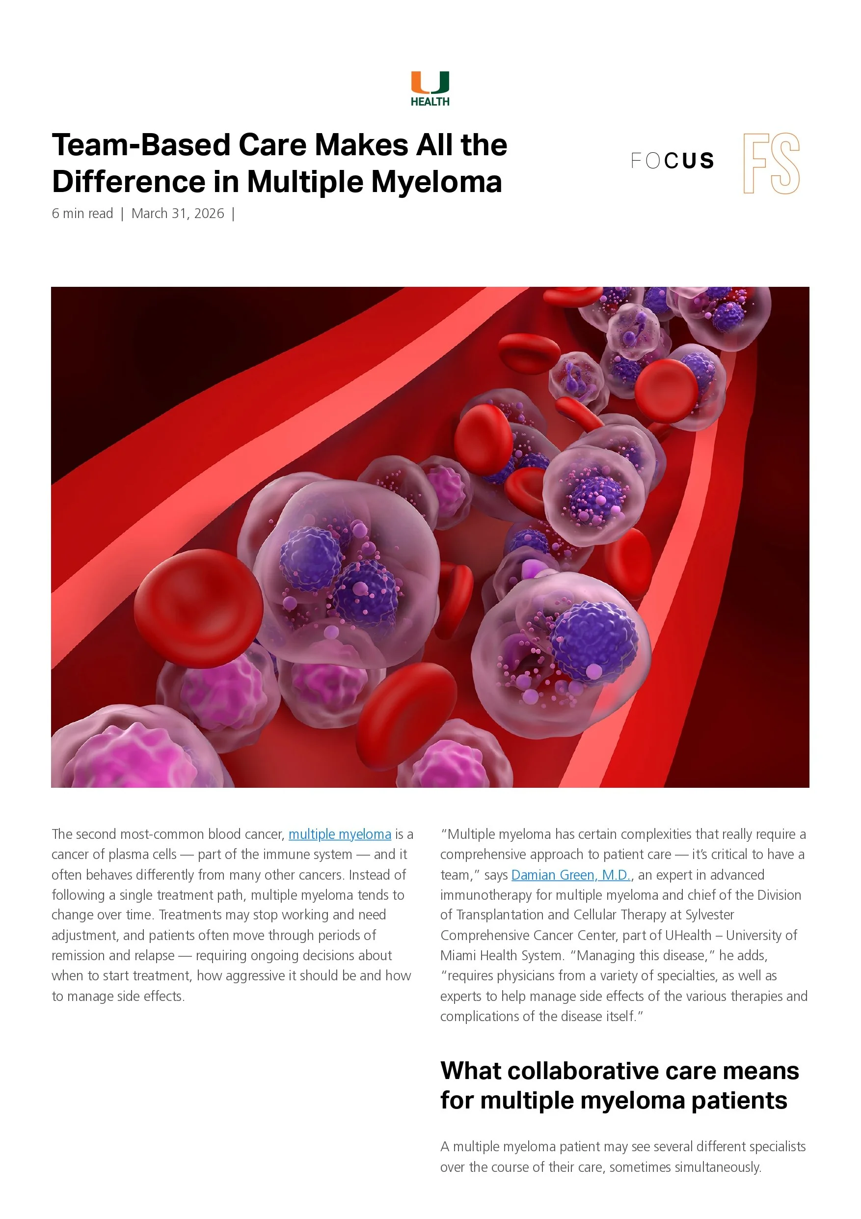 Team‑Based Care Makes All the Difference in Multiple Myeloma
