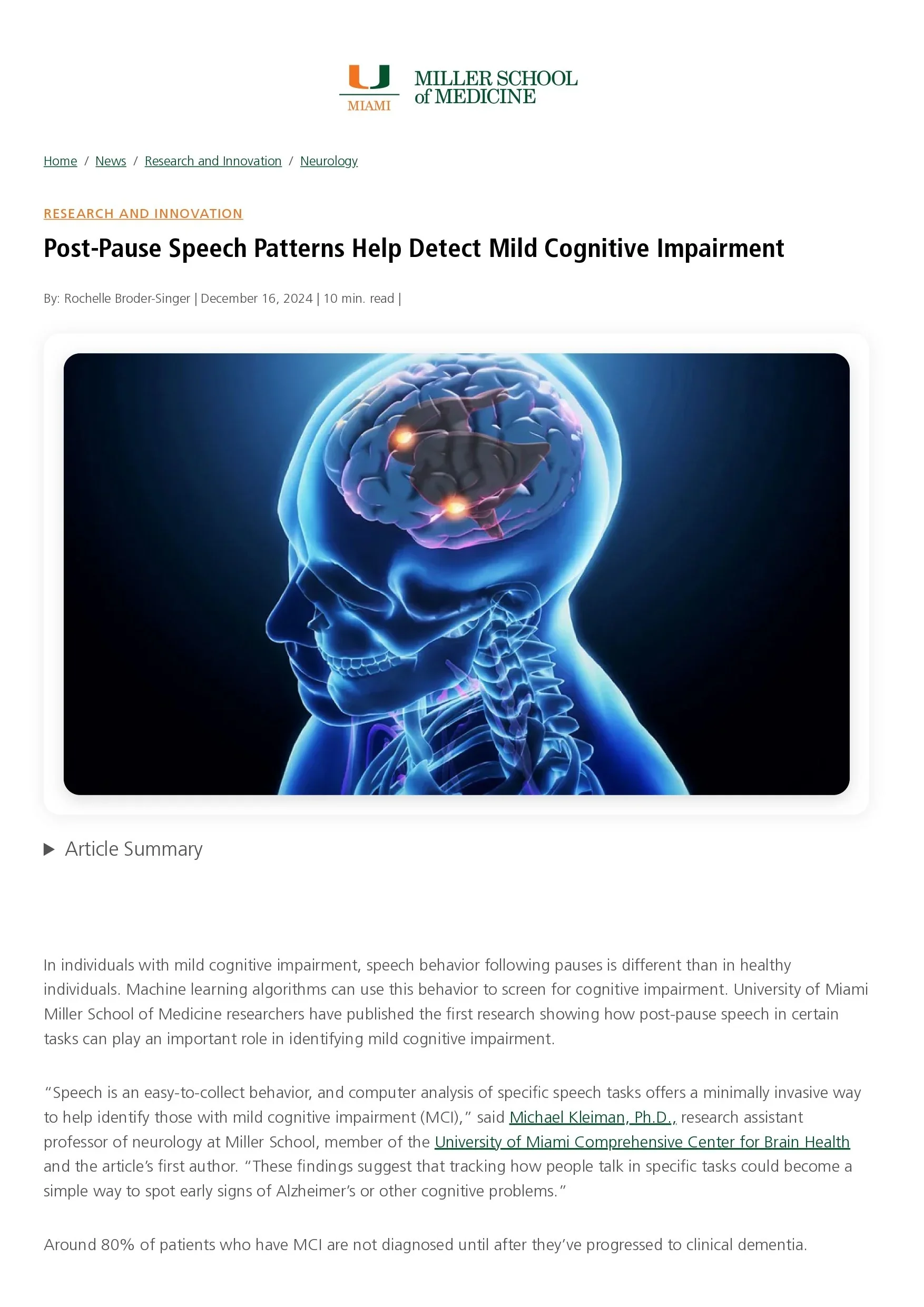 Post-Pause Speech Patterns Help Detect Mild Cognitive Impairment 