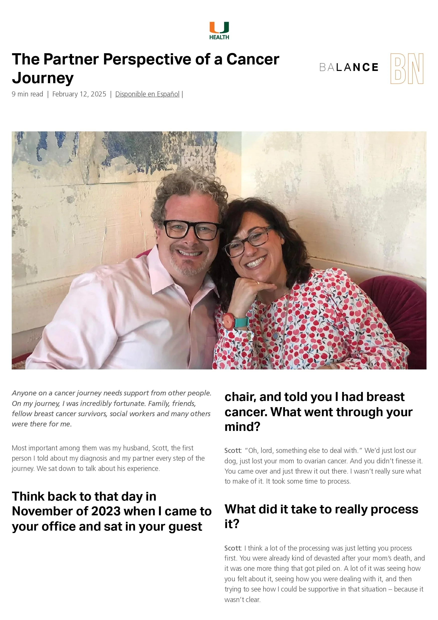 The Partner Perspective of a Cancer Journey