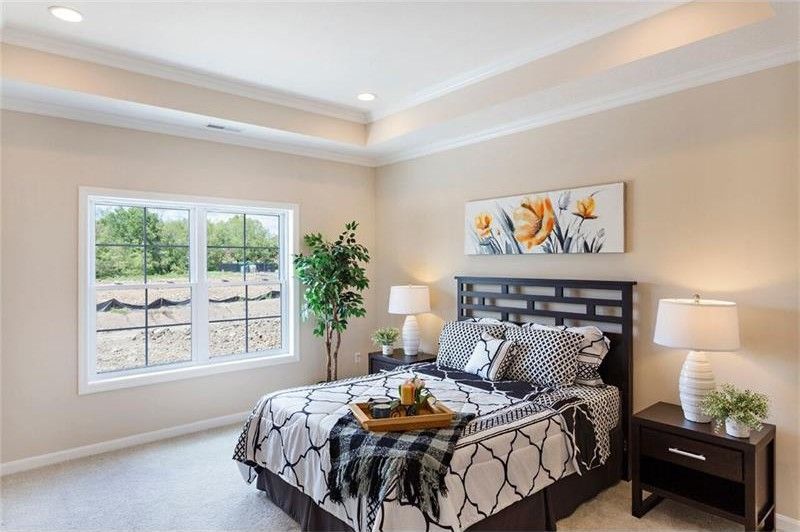Master bedroom of the carriage homes at Cool Springs in Bethel Park