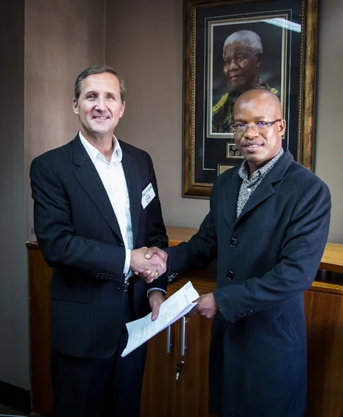 Rob Baker, President of SODEVCO, and Phemelo Gonkgang, Managing Director of JHDA (PTY) Ltd