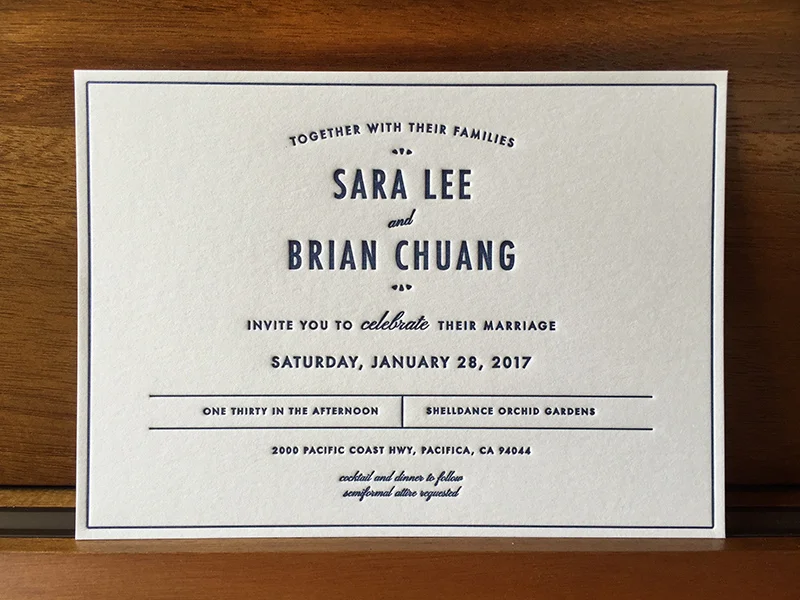 Letterpress wedding invites in Portland