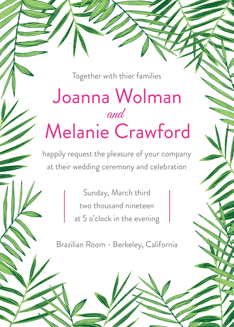 Palm leaf invite