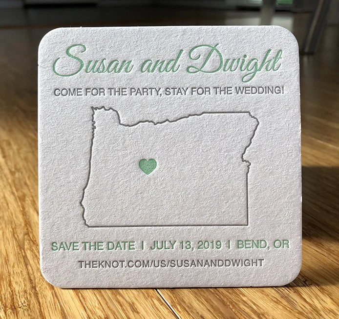 Oregon save the date coasters