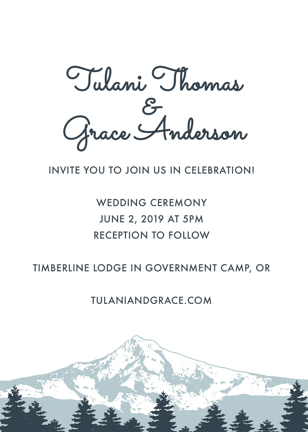Mt. Hood wedding invitations