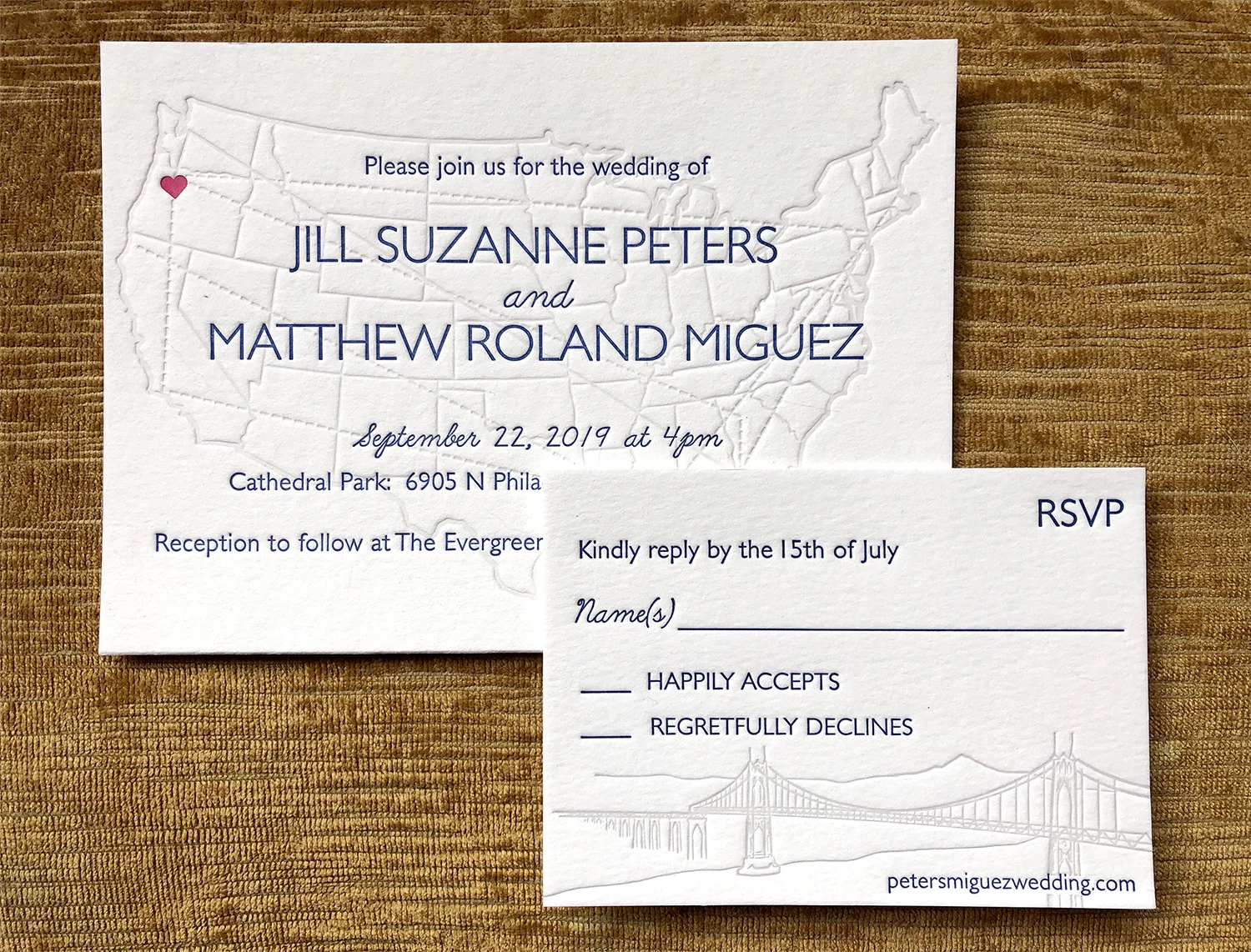 US map invitation set
